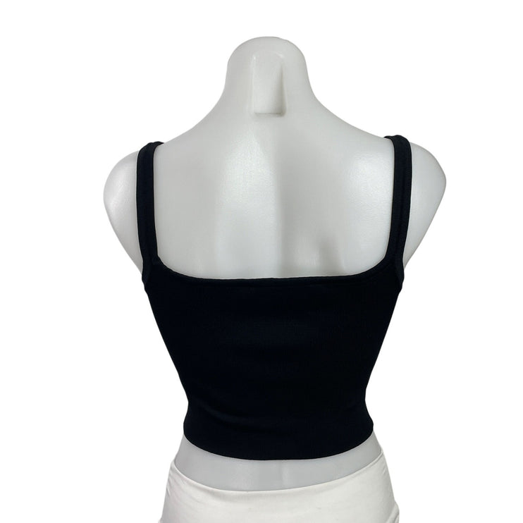 Zara Womens Black Sleeveless Cami Camisole Stretch Knit Cropped Tank Top Size M