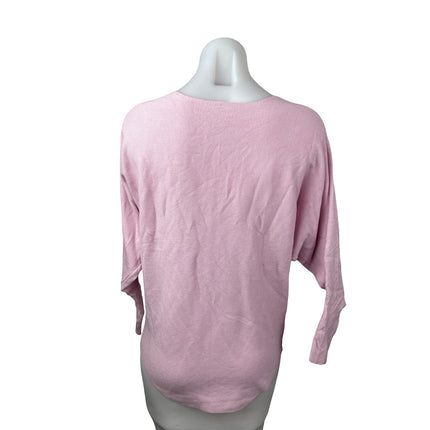 Emily Stacy Women's Pink Pompom Rhinestone Long Sleeve Sweatshirt Sweater Top M