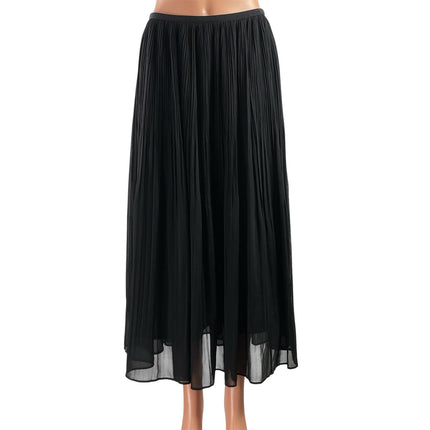 Uniqlo Womens Black Chiffon High Waisted Lightweight Sheer Midi A-Line Skirt M
