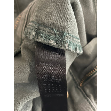 White House Black Market Women's Green Zip Cargo Crop Skinny Denim Jeans Size 2