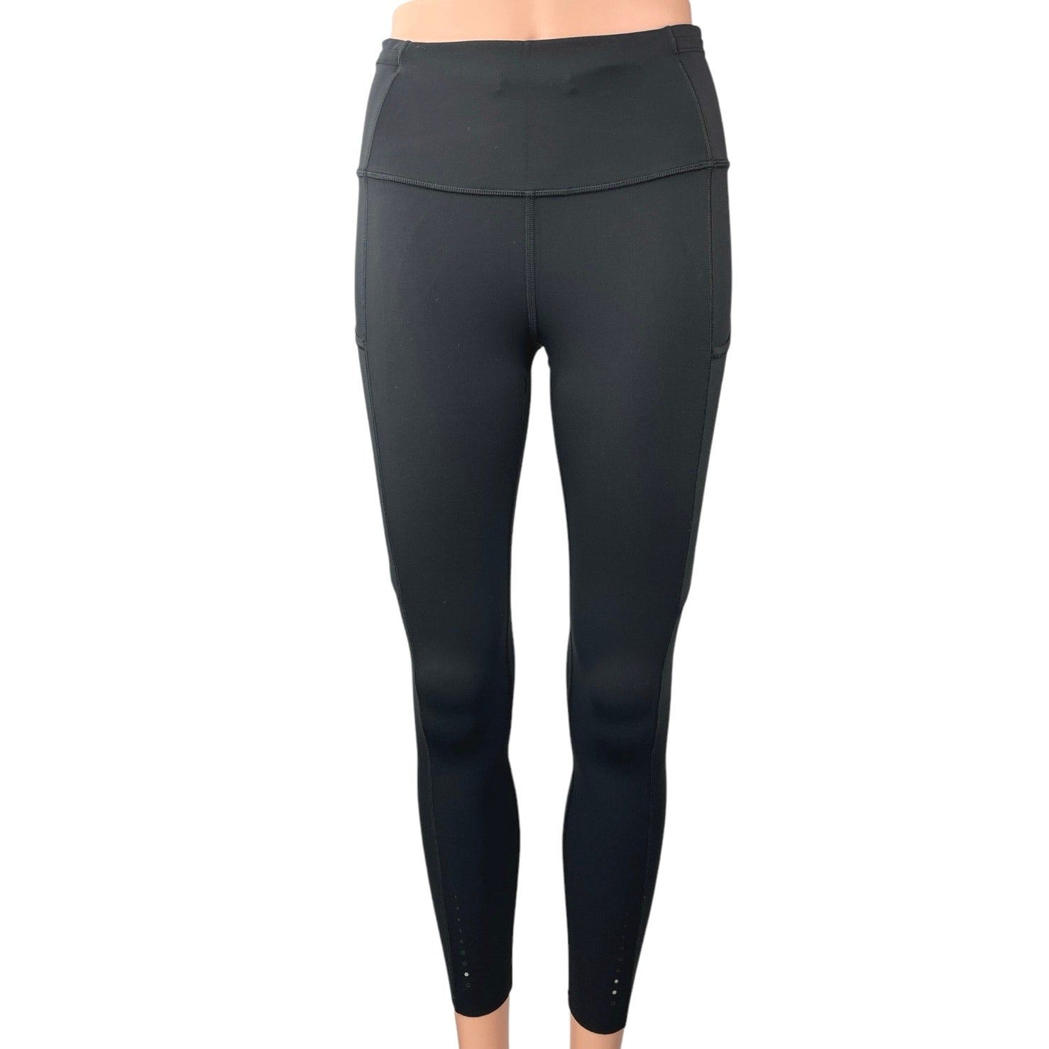 Lululemon Fast and Free Black Mid Rise Workout Yoga Crop Tight Legging Brie