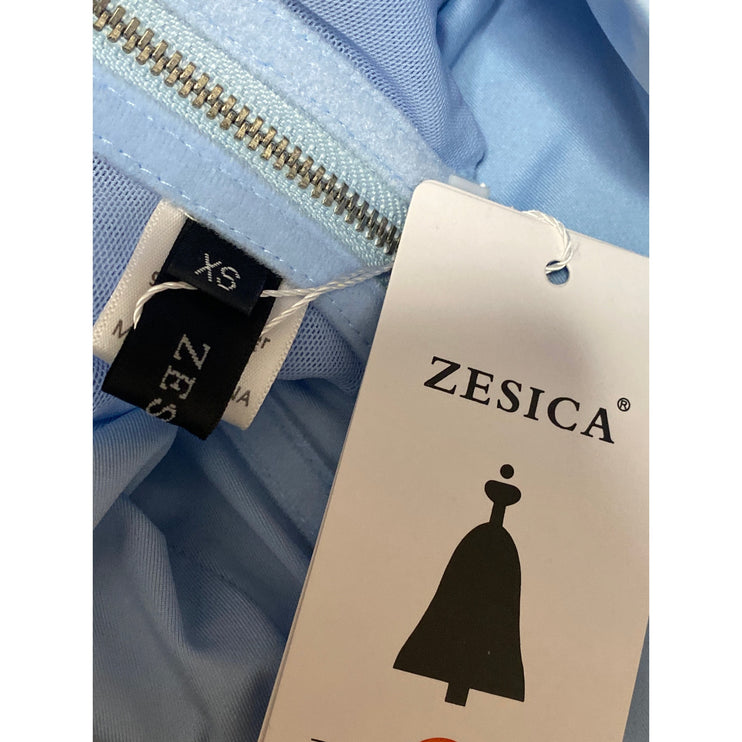 NEW Zesica Blue Sleeveless Ruched Bustier Corset Longline Cami Crop Top Size XS