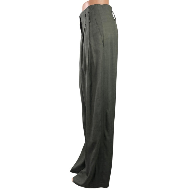 MNG Mango Selection Womens Gray Plaid High Rise Wide Leg Trousers Pants Size 2