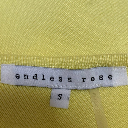 Endless Rose Yellow Ribbed Knit One Shoulder Sleeveless Tank Crop Top Size S