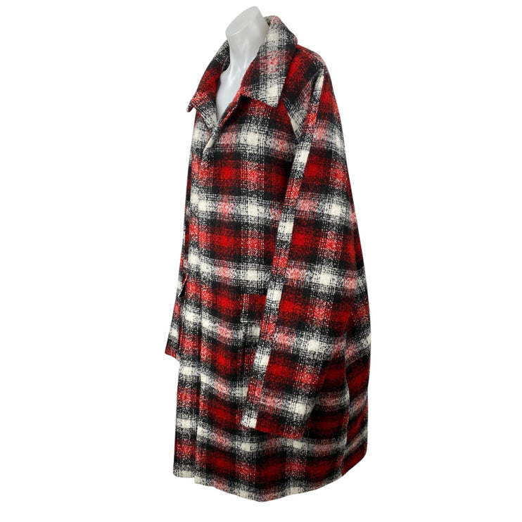 Boohoo MAN Womens Plaid Check Long Sleeve Button Up Shacket Over Coat Jacket 3XL