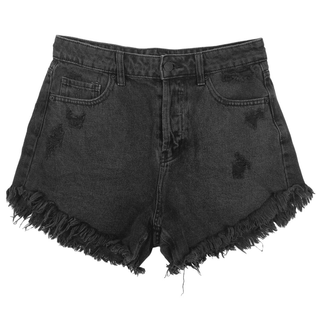 Wild Fable Black Denim High Rise Distressed Cut Off Hem Mini Jeans