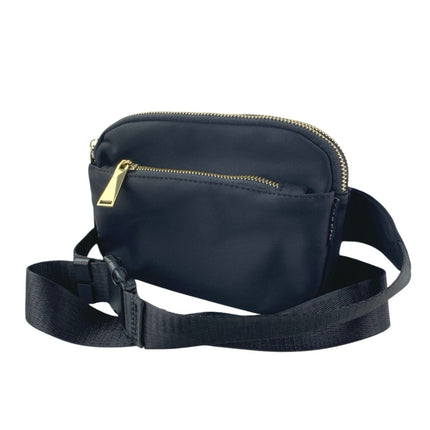 Zorfin Women's Black Crossbody Purse Pouch Nylon Waist Belt Bag Fanny Pack OS