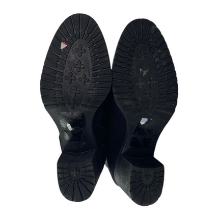 Sam Edelman Hannah Black Suede Leather Strap Almond Toe Chelsea Ankle Boots 8.5