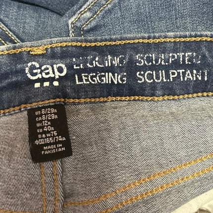 Gap Women's Blue Mid Rise Sculpted Legging Distressed Skinny Denim Jeans Size 8