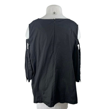 Kaktus Women's Black Cold Shoulder 3/4 Flutter Sleeve Tunic Blouse Top Size 2X
