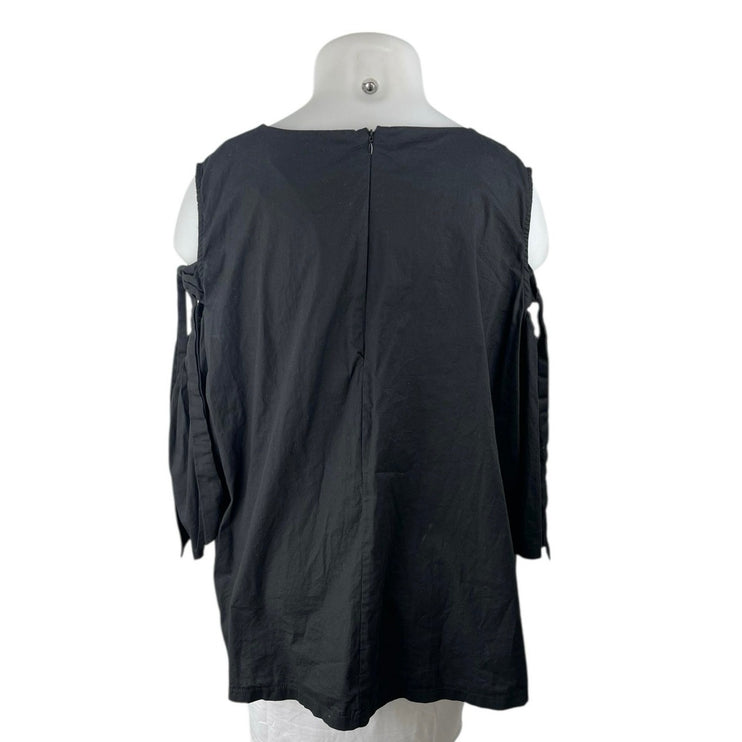 Kaktus Women's Black Cold Shoulder 3/4 Flutter Sleeve Tunic Blouse Top Size 2X