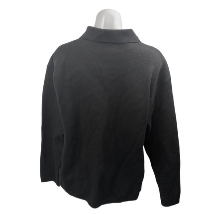 Zara Women's Black Collared Long Sleeve Knit Polo Sweatshirt Sweater Top Size L