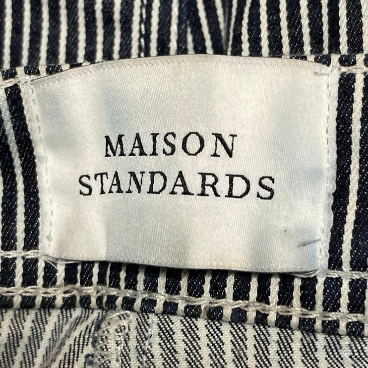 Maison Standards Black White Striped High Waisted Straight Denim Jeans Size 36