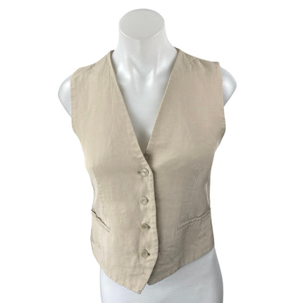 Zara Women's Beige Tan Sleeveless Button Down Blazer Vest Crop Tank Top Size XS