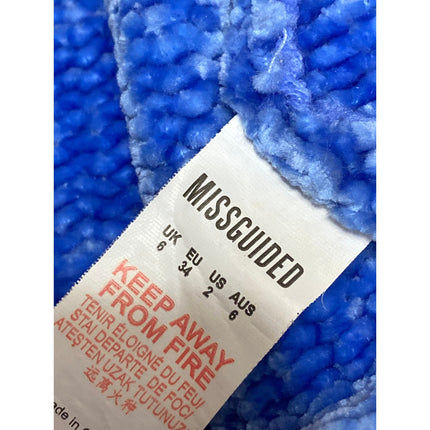 Missguided Women's Blue Knit Chenille Long Sleeve Crop Sweatshirt Sweater Top 2