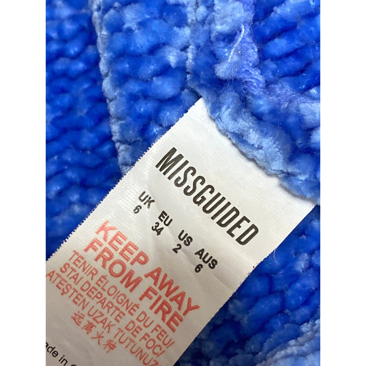 Missguided Women's Blue Knit Chenille Long Sleeve Crop Sweatshirt Sweater Top 2