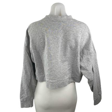 WeWoreWhat Women's Gray Long Sleeve Crew Neck Boxy Cropped Sweatshirt Top Sz M
