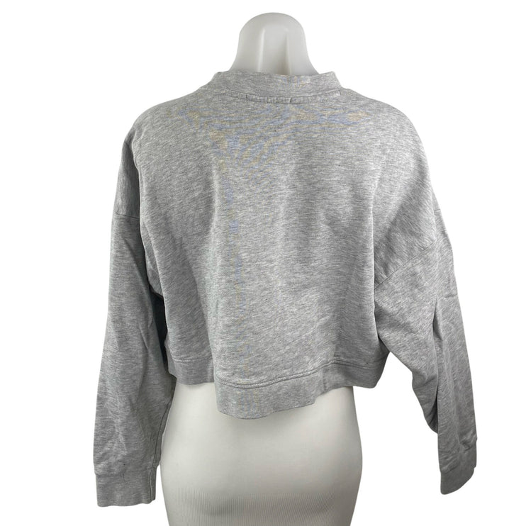 WeWoreWhat Women's Gray Long Sleeve Crew Neck Boxy Cropped Sweatshirt Top Sz M