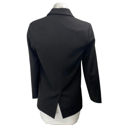 Edit by Nine Women's Black Notch Collar Button Long Sleeve Blazer Coat Jacket S