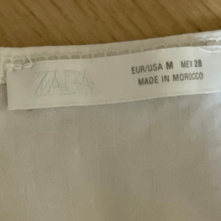 Zara White Halter V Neck Backless Sleeveless Open Back Peplum Blouse Top Size M