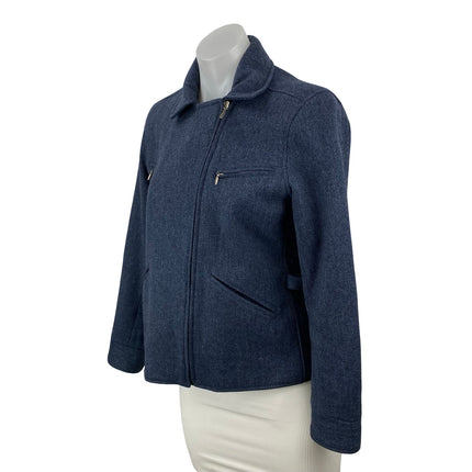 Lauren Ralph Lauren Navy Blue Long Sleeve Asymmetric Zip Moto Biker Jacket Sz S