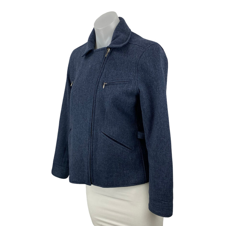 Lauren Ralph Lauren Navy Blue Long Sleeve Asymmetric Zip Moto Biker Jacket Sz S