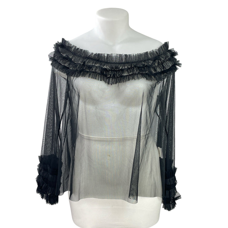 New Fashion Nova More Romance Black Off Shoulder Sheer Mesh Cover Up Blouse 3X