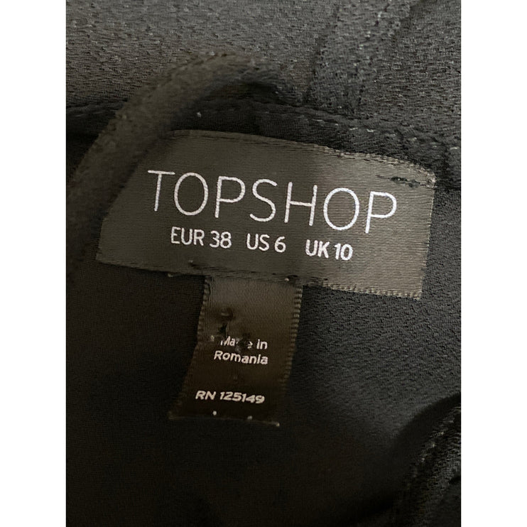 Topshop Women's Black Sleeveless Scoop Neck Open Back Cami Tank Mini Dress Sz 6