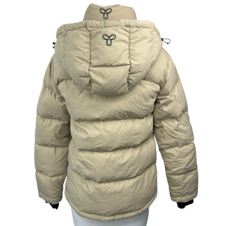 Aritzia TNA The Super Puff Beige Goose Down Zip Hoodie Puffer Coat Jacket 3XS