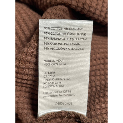 Urban Outfitters BDG Brown Waffle Knit Long Sleeve Blouse Thermal Crop Top Sz M