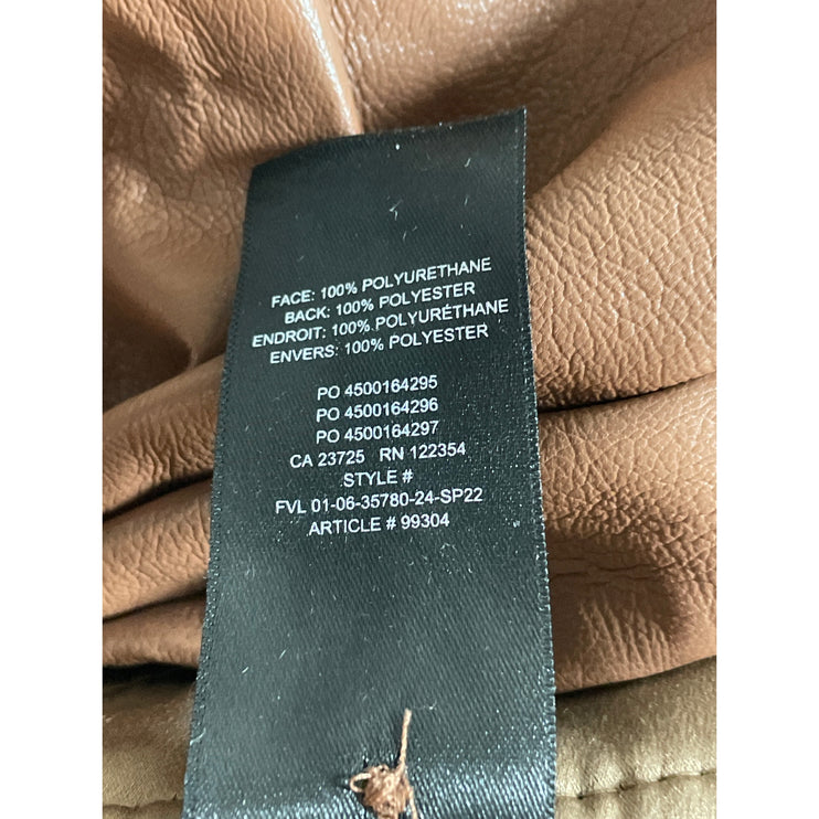 Aritzia Babaton Brown Faux Leather Vegan Straight Leg Cropped Trousers Pants 4