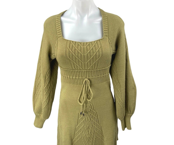 Free People Emmaline Green Long Balloon Sleeve Cutout Back Mini Sweate –  Brie