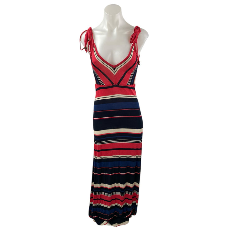 French Connection Multicolor Striped V Neck Sleeveless Maxi Bodycon Tank Dress 6