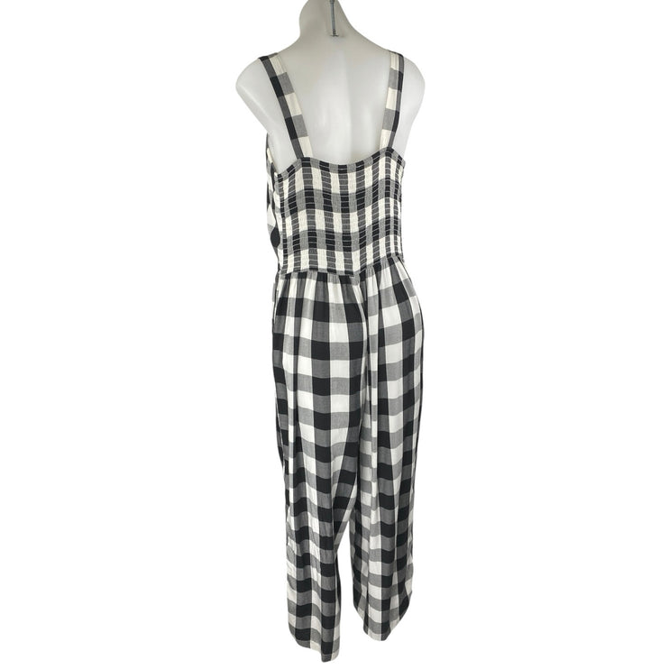 Ann Taylor LOFT Black White Gingham Check Sleeveless Cropped Jumpsuit Size M