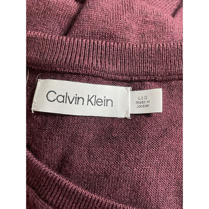 Calvin Klein Men's Burgundy Red Wool V Neck Long Sleeve Sweatshitr Sweater Top L