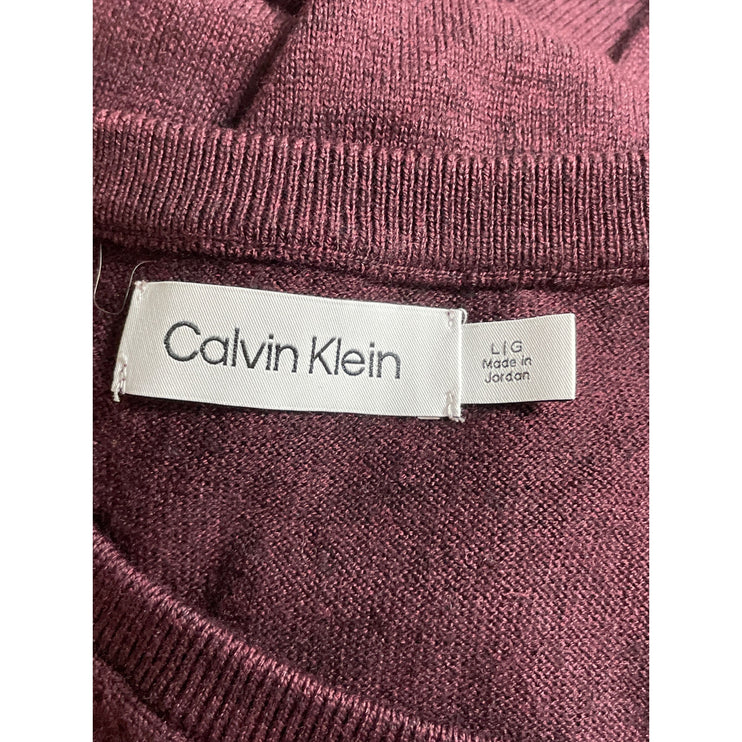Calvin Klein Men's Burgundy Red Wool V Neck Long Sleeve Sweatshitr Sweater Top L