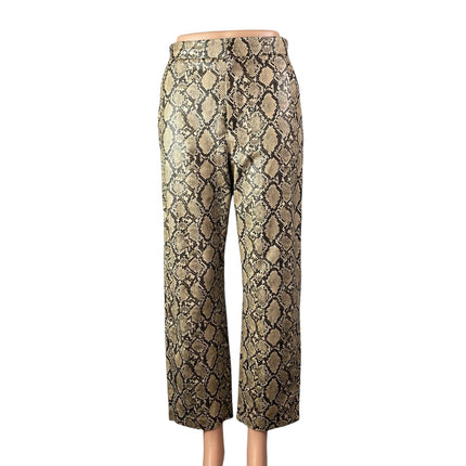 ZARA Womens Brown Snakeskin Faux Leather High Rise Wide Leg Trousers Pants Sz XS