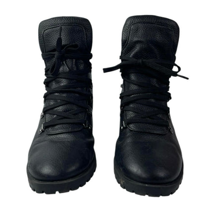 Caslon Tatum Black Faux Fur Leather Round Toe Block Heels Platform Ankle Boots 8