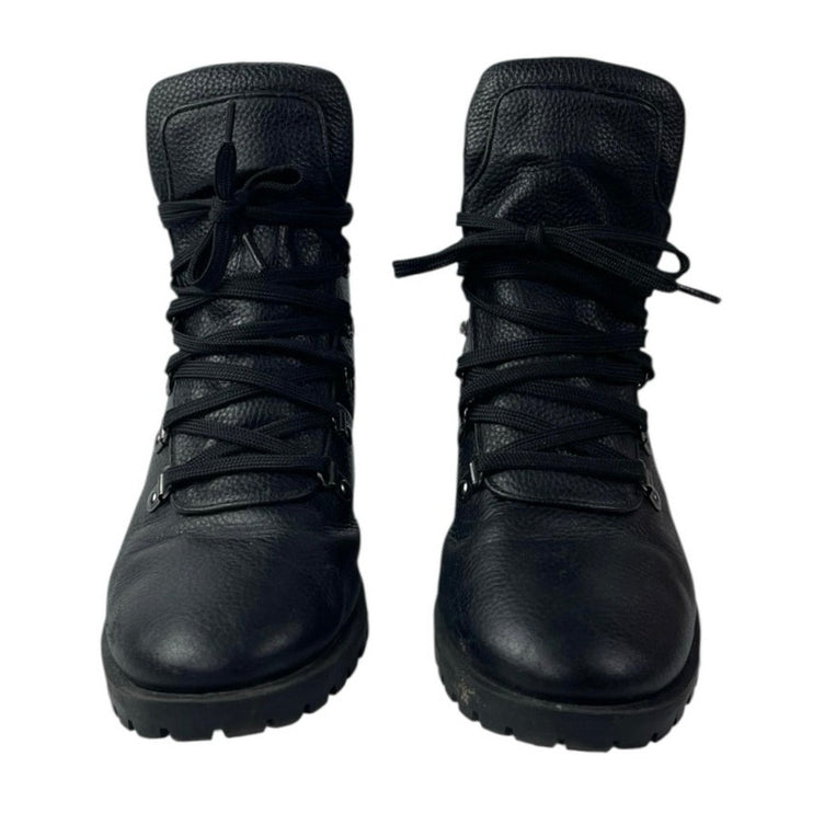 Caslon Tatum Black Faux Fur Leather Round Toe Block Heels Platform Ankle Boots 8