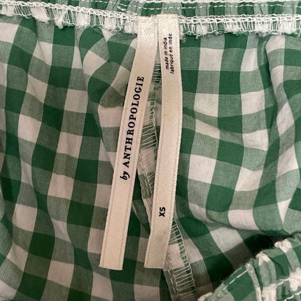 Free People Women's Green Gingham Check High Rise Boxer Lounge Shorts Size XS