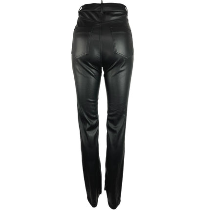 Zara Black Faux Leather High Rise Fitted Ankle Straight Leg Pants Size 00