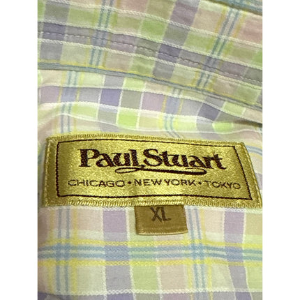 Paul Stuart Men's White Multicolor Plaid Long Sleeve Button Down Pocket Shirt XL