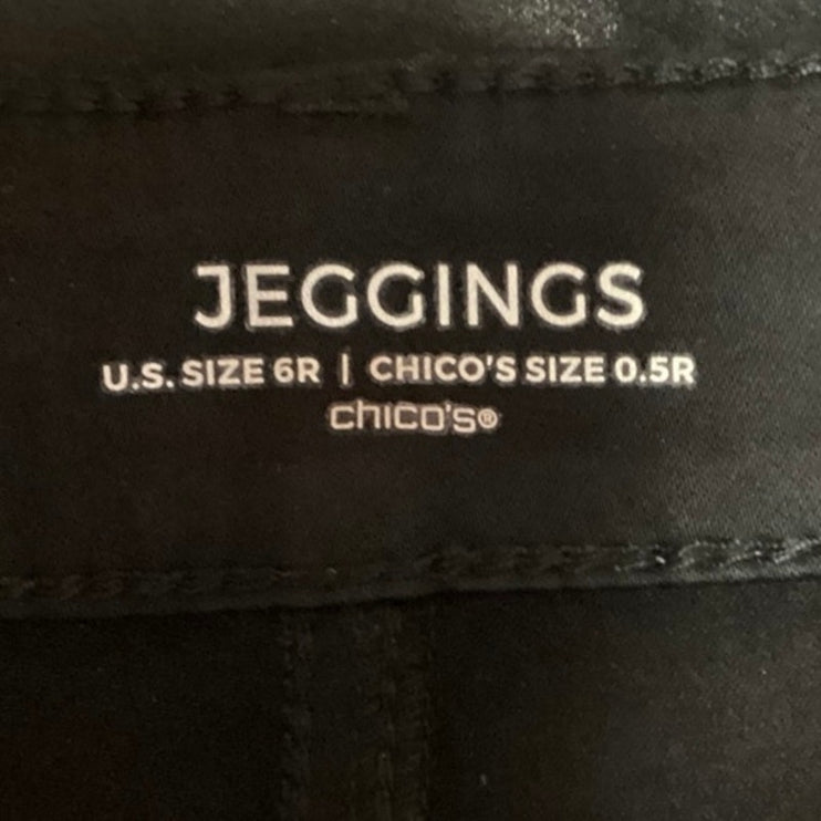 Chico's Black Coated Skinny Leg High Rise Stretch Jeggings Jeans Pants Size 6