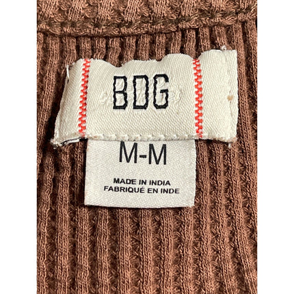 Urban Outfitters BDG Brown Waffle Knit Long Sleeve Blouse Thermal Crop Top Sz M