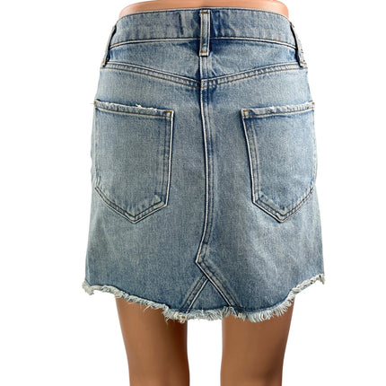 Agolde Women's Blue High Waisted Raw Hem Cut Off Mini Denim Jean Skirt Size S