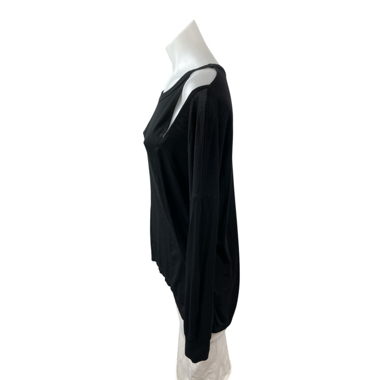 LNA Ashley Jane Cold Shoulder Crew Neck Long Sleeve Slim T-Shirt Blouse Top Sz S