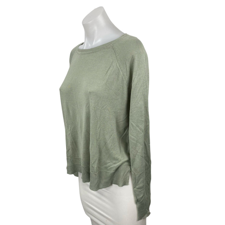 Zara Women's Green Knit Round Neck Long Sleeve Casual T-Shirt Sweater Top Size M
