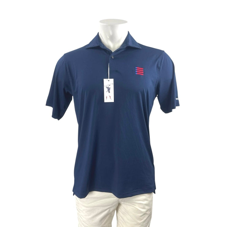 NEW Fairway & Greene Men's Navy Blue Short Sleeve Golf Polo Shirt Top Size S