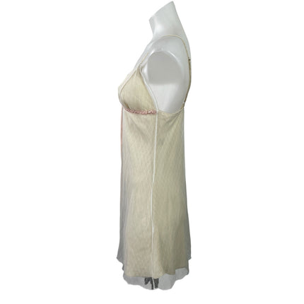 Womens 100% Silk Cream Sleeveless Cami Camisole Sleepwear Pajamas Slip Dress S