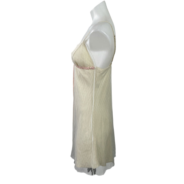 Womens 100% Silk Cream Sleeveless Cami Camisole Sleepwear Pajamas Slip Dress S